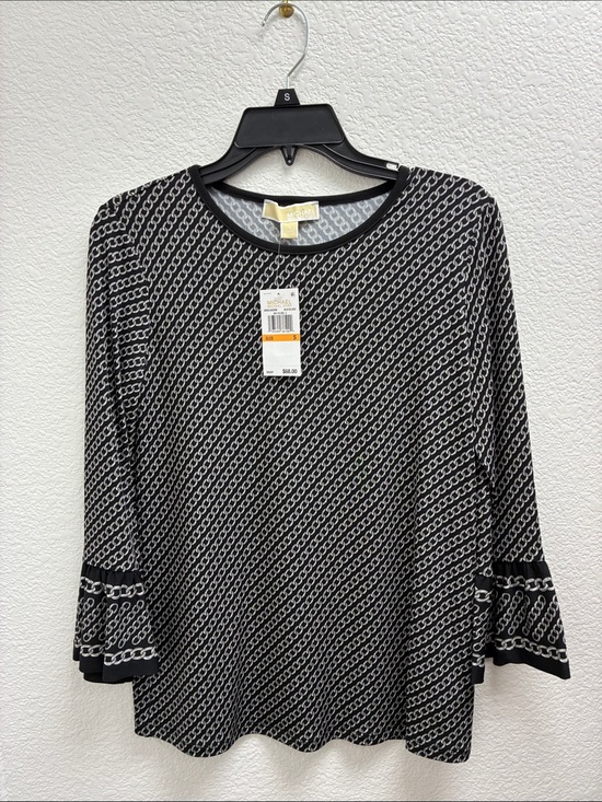 MICHAEL Michael Kors Tops - MICHAEL Michael Kors Black and White Diagonal Chain-Print Long-Sleeve Top